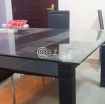 Dining table with eight leather chairs photo 1