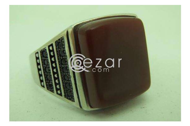 Agate Stone Men's Silver Ring photo 4