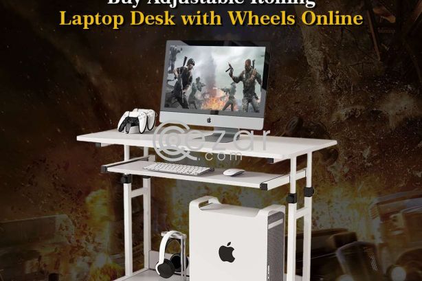 Buy Adjustable Rolling Laptop Desk with Wheels Online photo 1